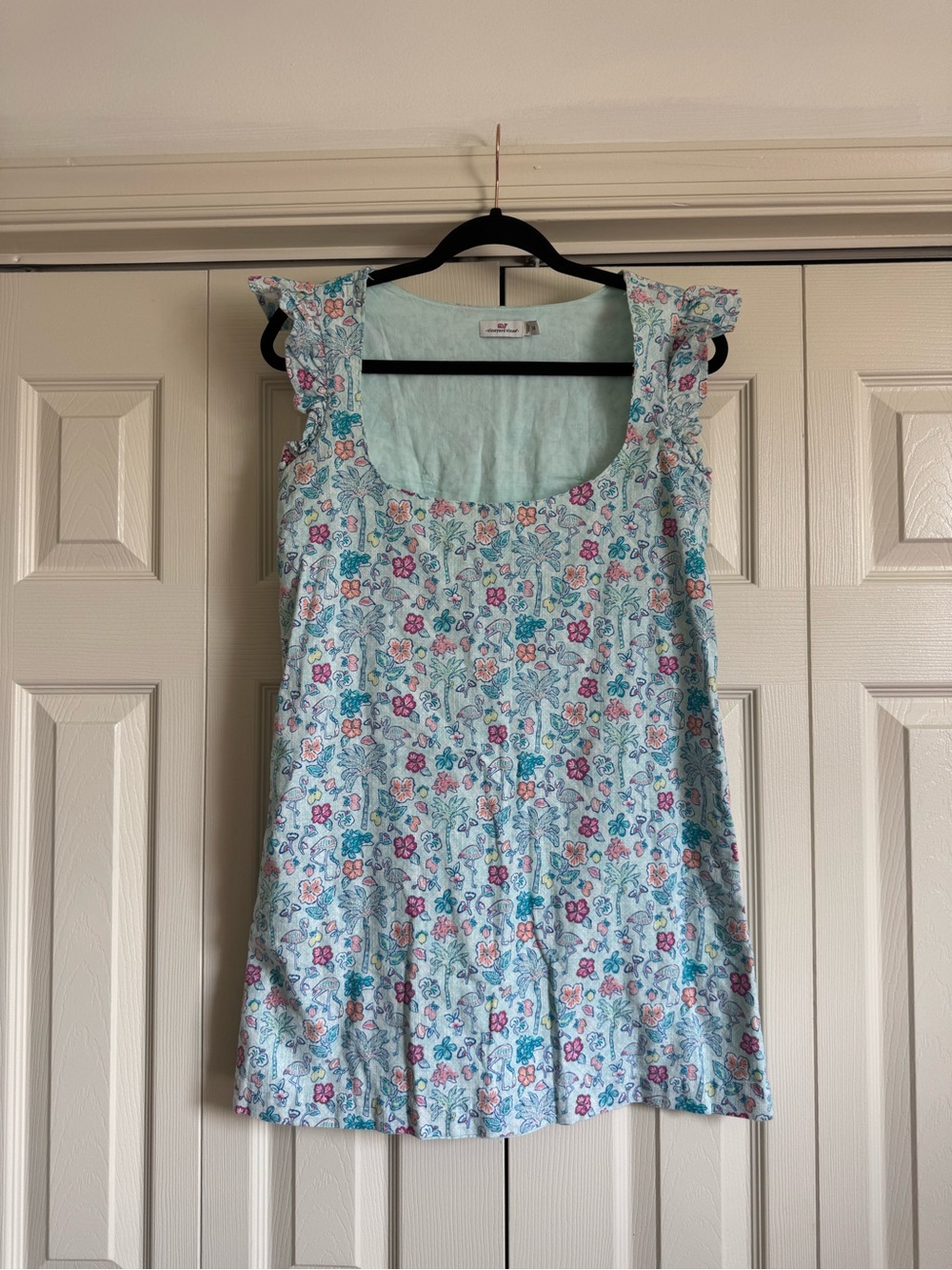 Vineyard Vines Shift Dress Tropical Print Size 14 Girls 100% Cotton